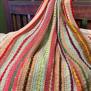 Old Vintage Handmade Crochet Afghan Cottage Core